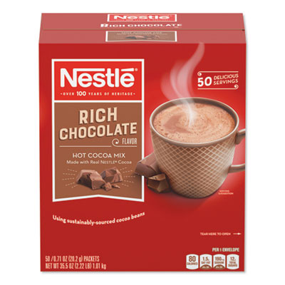 NES25485CT Hot Cocoa Mix, Rich Chocolate, 0.71 Oz Packets, 50/box, 6 Box/carton NESTLE