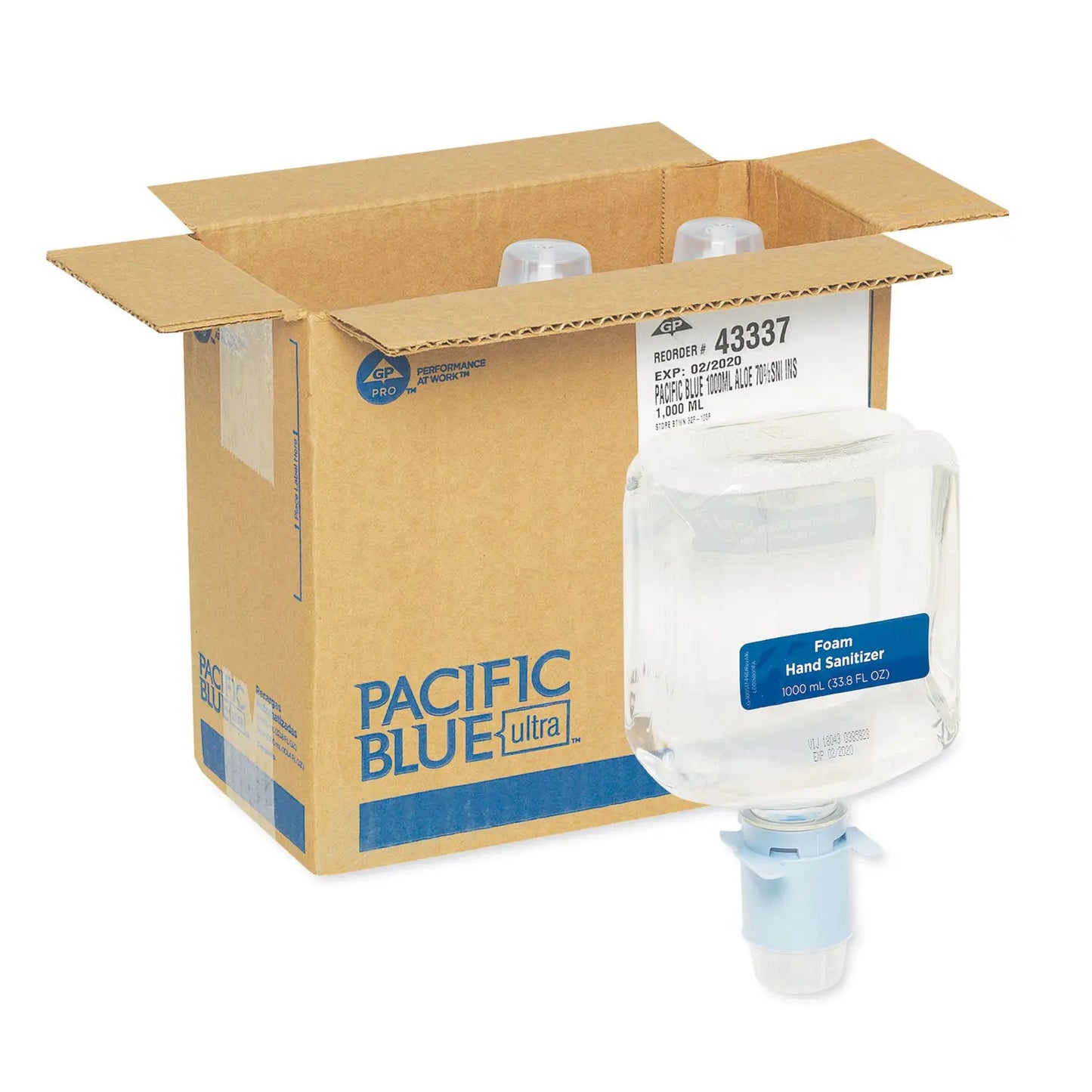 GPC43337 Pacific Blue Ultra Automated Sanitizer Dispenser Refill Foam Hand Sanitizer, 1,000 Ml Bottle, Fragrance-Free, 3/carton Georgia Pacific Professional