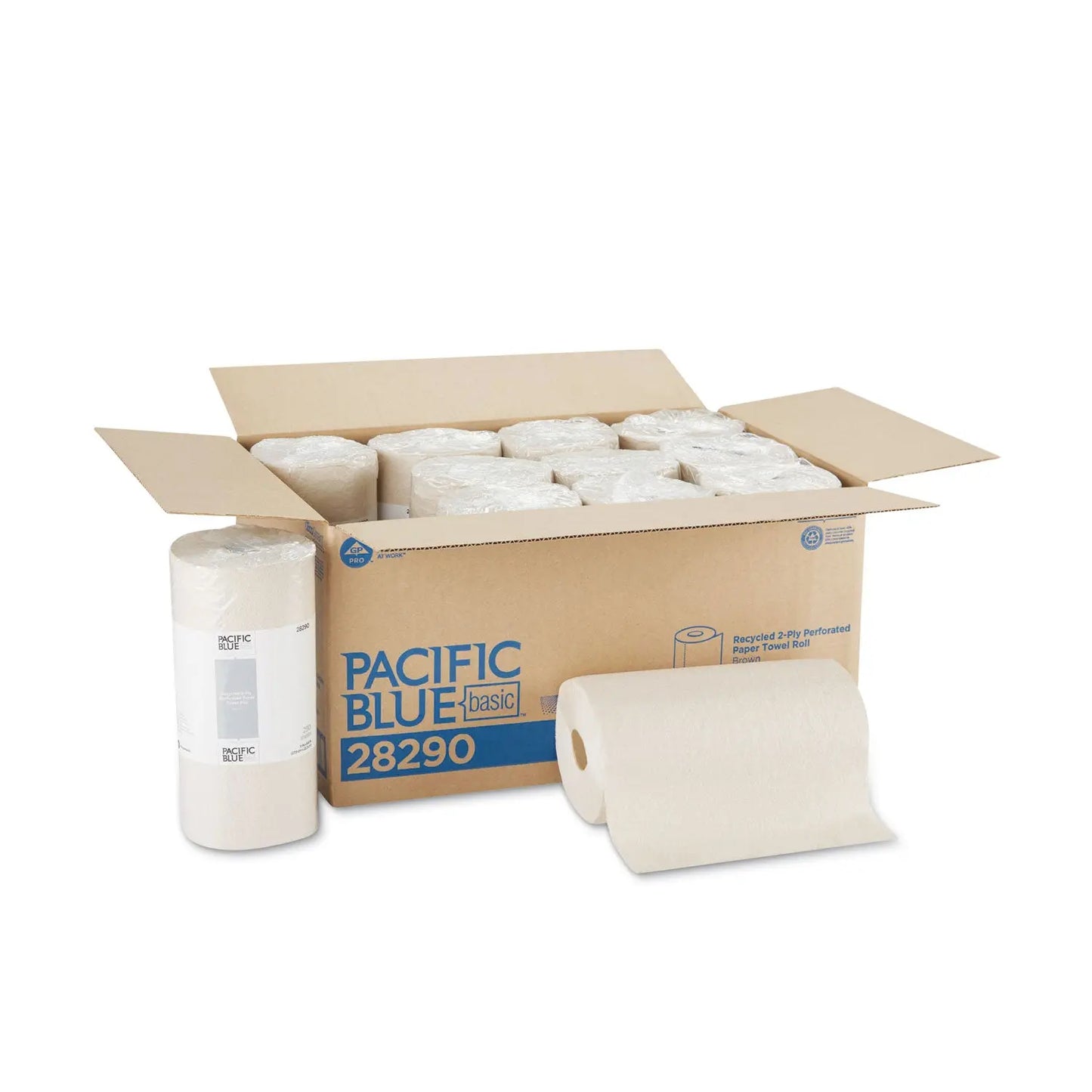 GPC28290 Pacific Blue Basic Jumbo Perforated Kitchen Roll Paper Towels, 2-Ply, 11 x 8.8, Brown, 250/Roll, 12 Rolls/Carton Georgia Pacific Professional