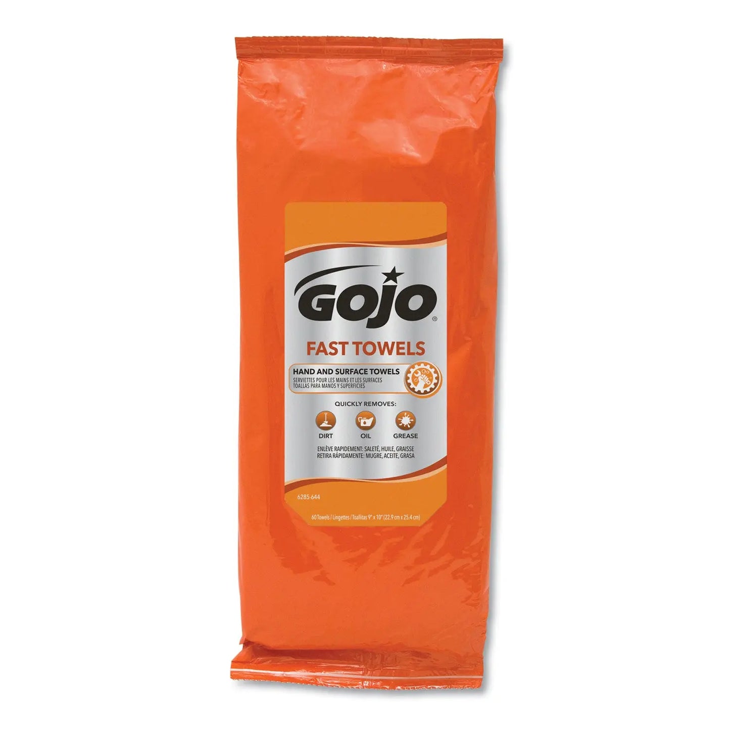 GOJ628506 FAST TOWELS Hand Cleaning Towels, 2-Ply, 7.75 x 11, Fresh Citrus, Blue, 60/Pack, 6 Packs/Carton GOJO