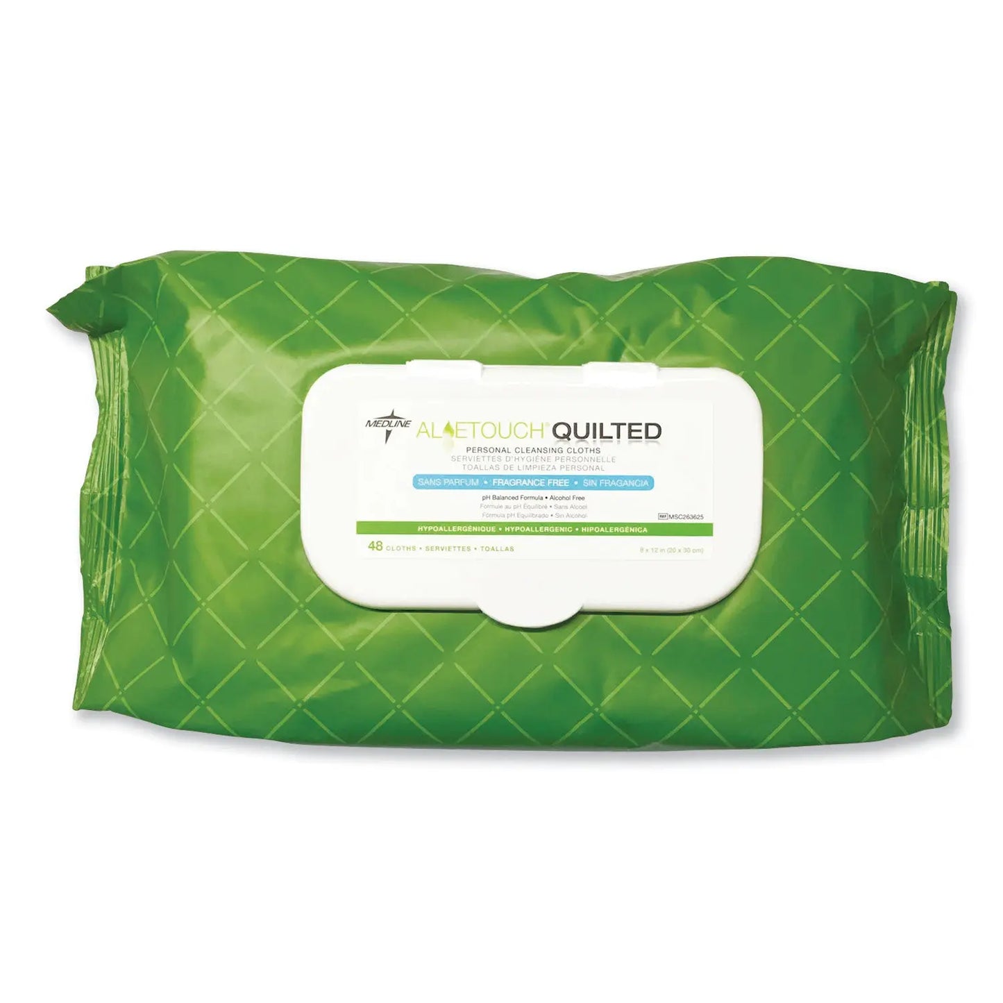 MIIMSC263625CT FitRight Select Premium Personal Cleansing Wipes, 1-Ply, 8 x 12, Fragrance-Free, White, 48/Pack, 12 Packs/Carton Medline