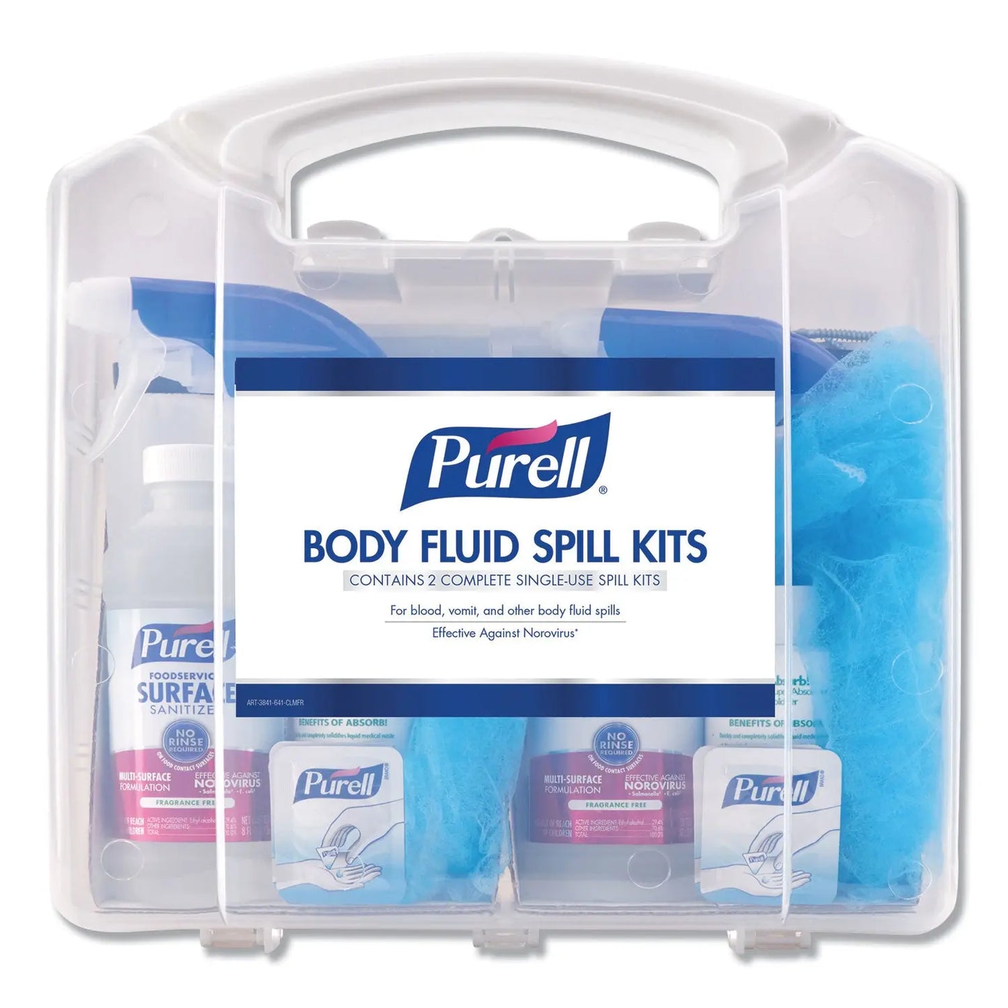 GOJ384101CLMS Body Fluid Spill Kit, 4.5" x 11.88" x 11.5", One Clamshell Case with 2 Single Use Refills/Carton PURELL