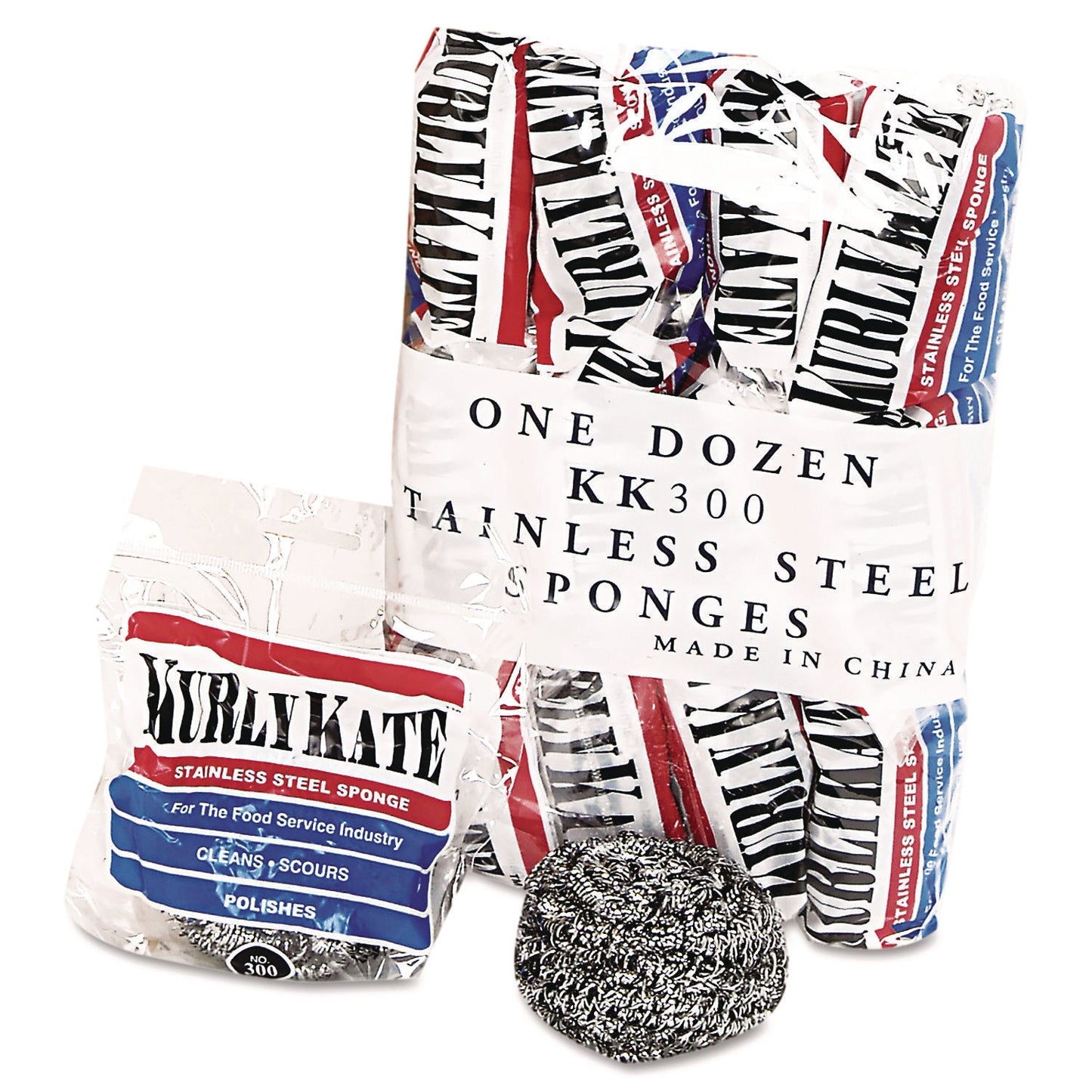 PUX300 Stainless Steel Scrubbers, Medium, 3.5 X 3.5, Steel Gray, 12/pack, 12 Packs/carton Kurly Kate