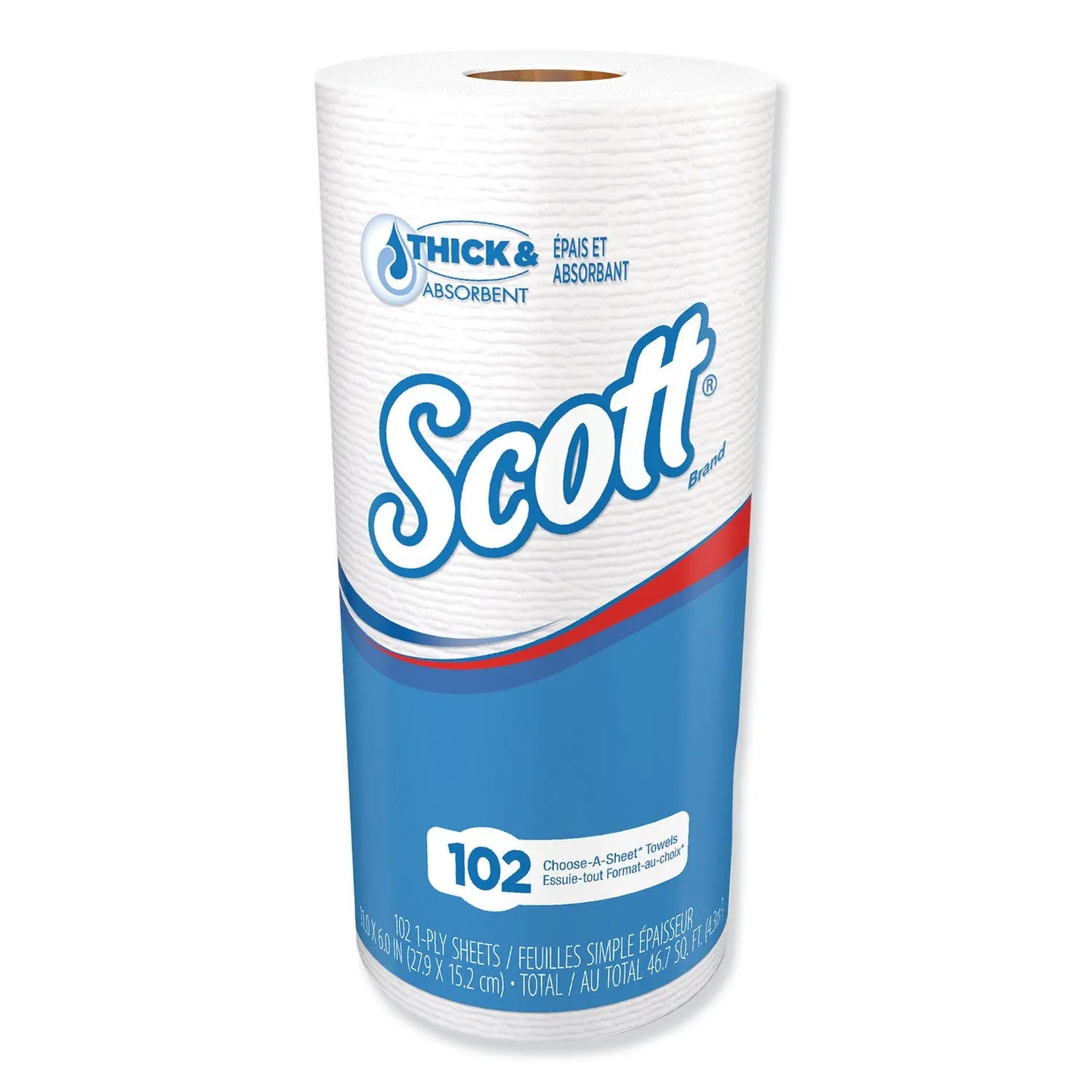 KCC47031 Choose-A-Sheet Mega Kitchen Roll Paper Towels, 1-Ply, 4.8 x 11, White, 102/Roll, 24/Carton Scott