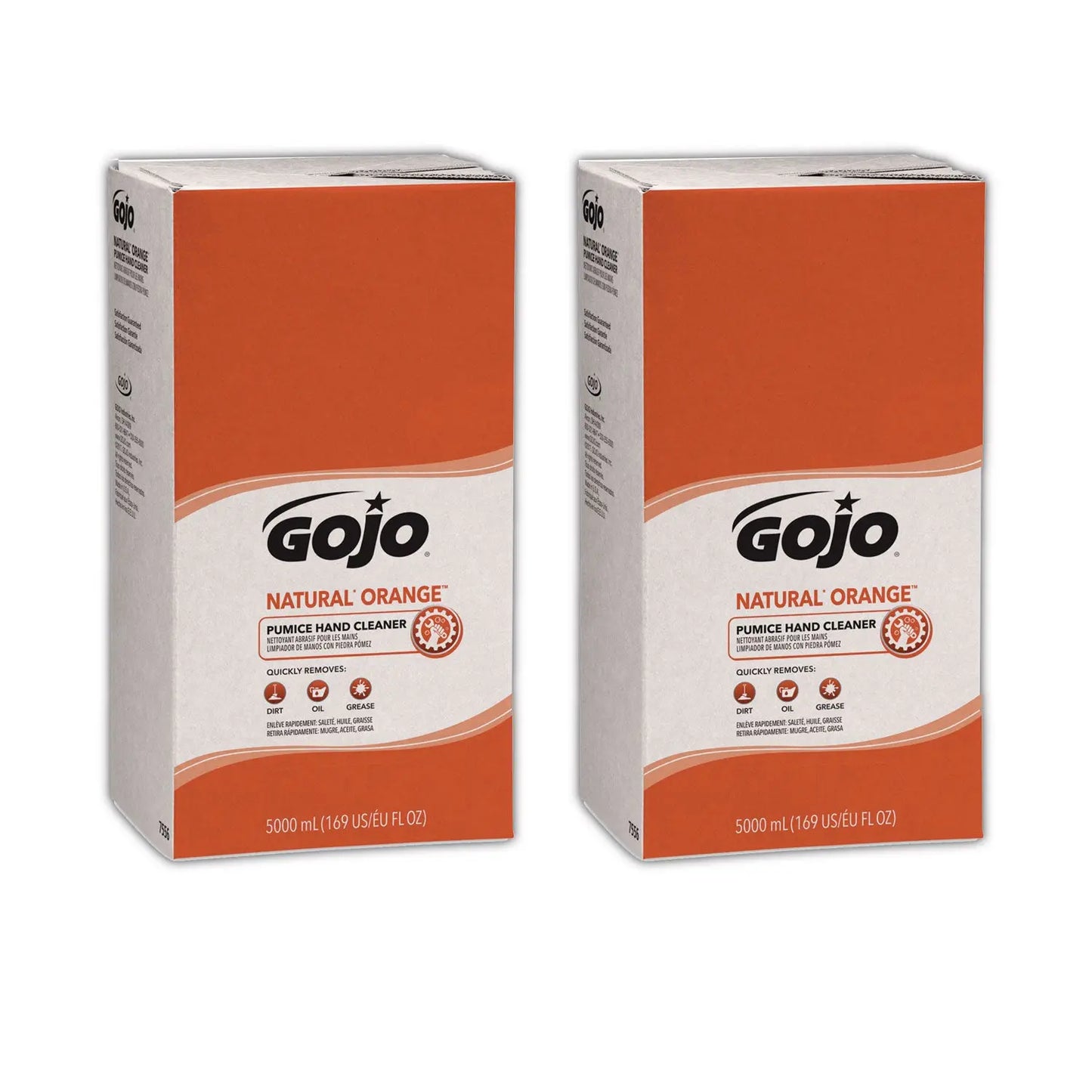 GOJ7556 Natural Orange Pumice Hand Cleaner Refill, Citrus Scent, 5,000 Ml, 2/carton GOJO