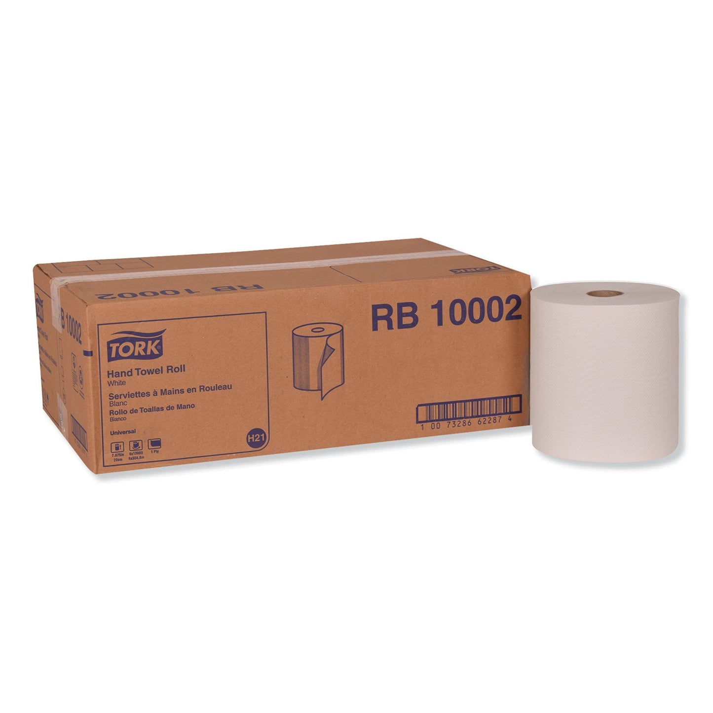 TRKRB10002 Hardwound Roll Towel, 1-Ply, 7.88" x 1,000 ft, White, 6 Rolls/Carton Tork