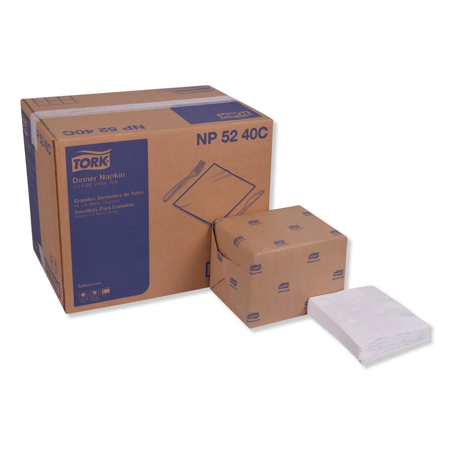 TRKNP5240C Advanced Dinner Napkins, 2-Ply, 15 x 16.25, White, 375/Pack, 8 Packs/Carton Tork
