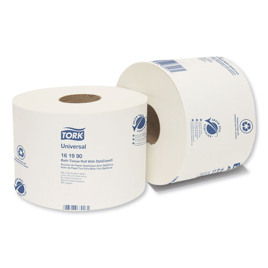 TRK161990 Universal Bath Tissue Roll with OptiCore, Septic Safe, 2-Ply, White, 865 Sheets/Roll, 36 Rolls/Carton