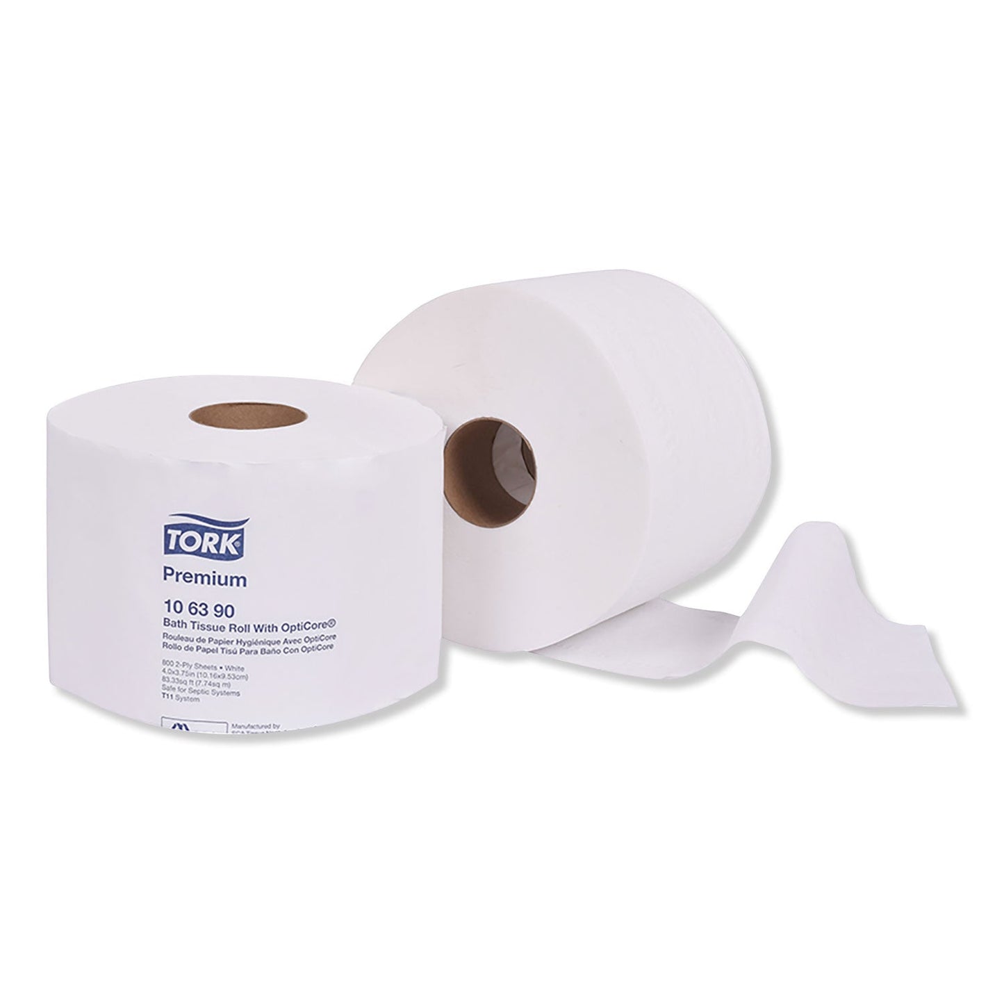 TRK106390 Premium Bath Tissue Roll with OptiCore, Septic Safe, 2-Ply, White, 800 Sheets/Roll, 36 Rolls/Carton Tork