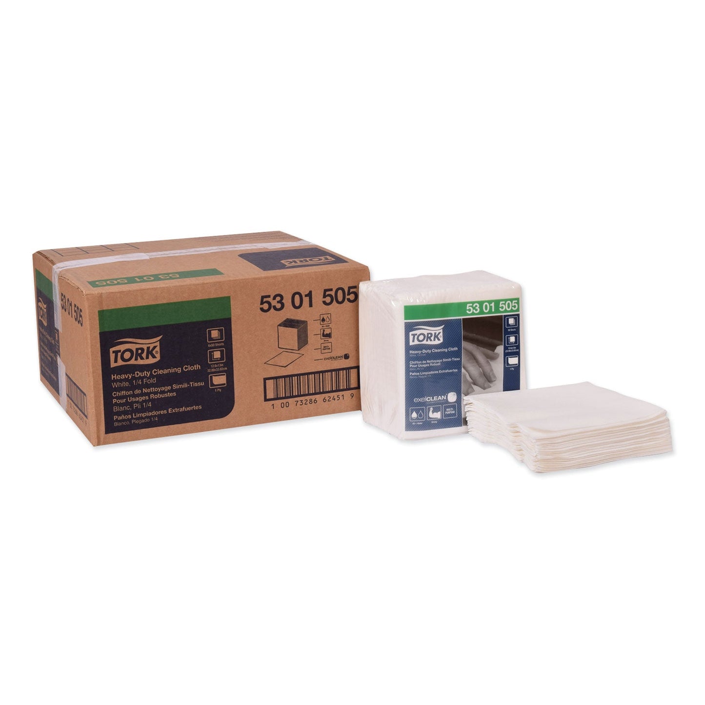 TRK5301505 Heavy-Duty Cleaning Cloth, 12.6 X 13, White, 50/pack, 6 Packs/carton Tork