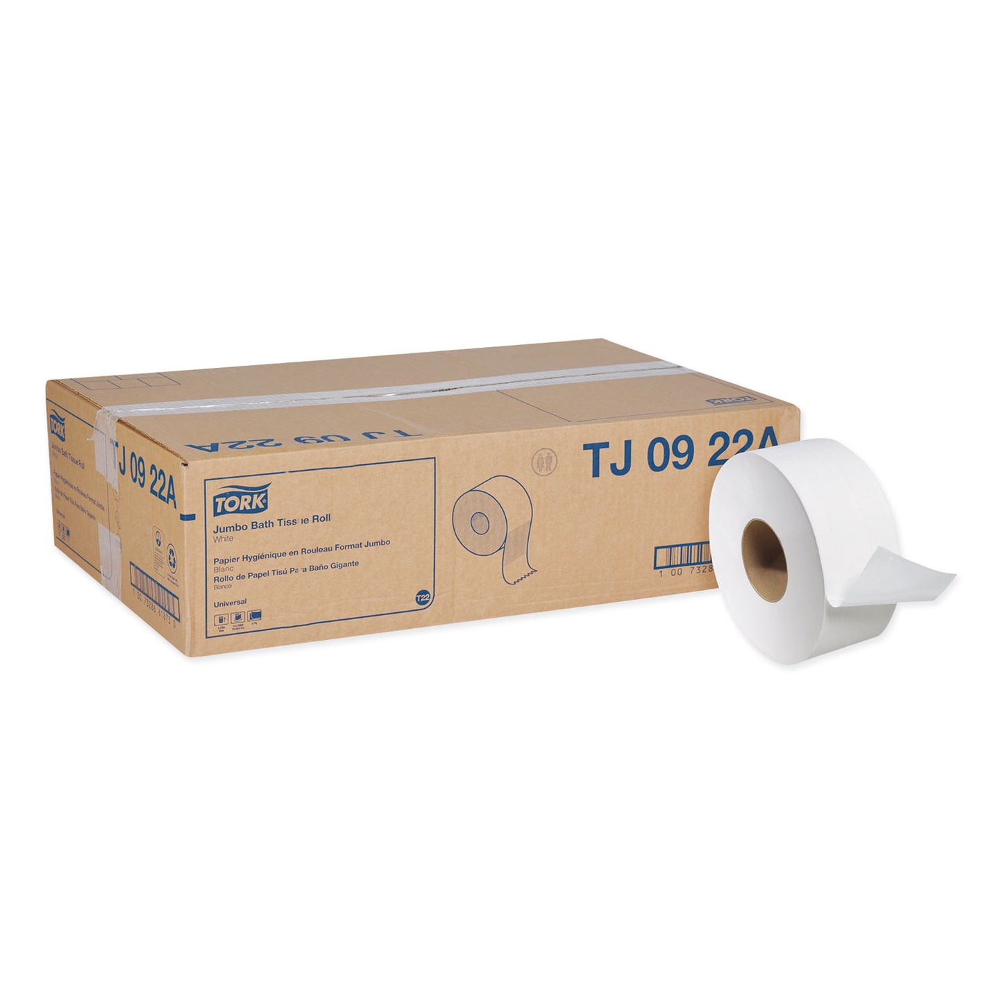 TRKTJ0922A Universal Jumbo Bath Tissue, Septic Safe, 2-Ply, 3.48" x 1,000 ft, White, 12 Rolls/Carton