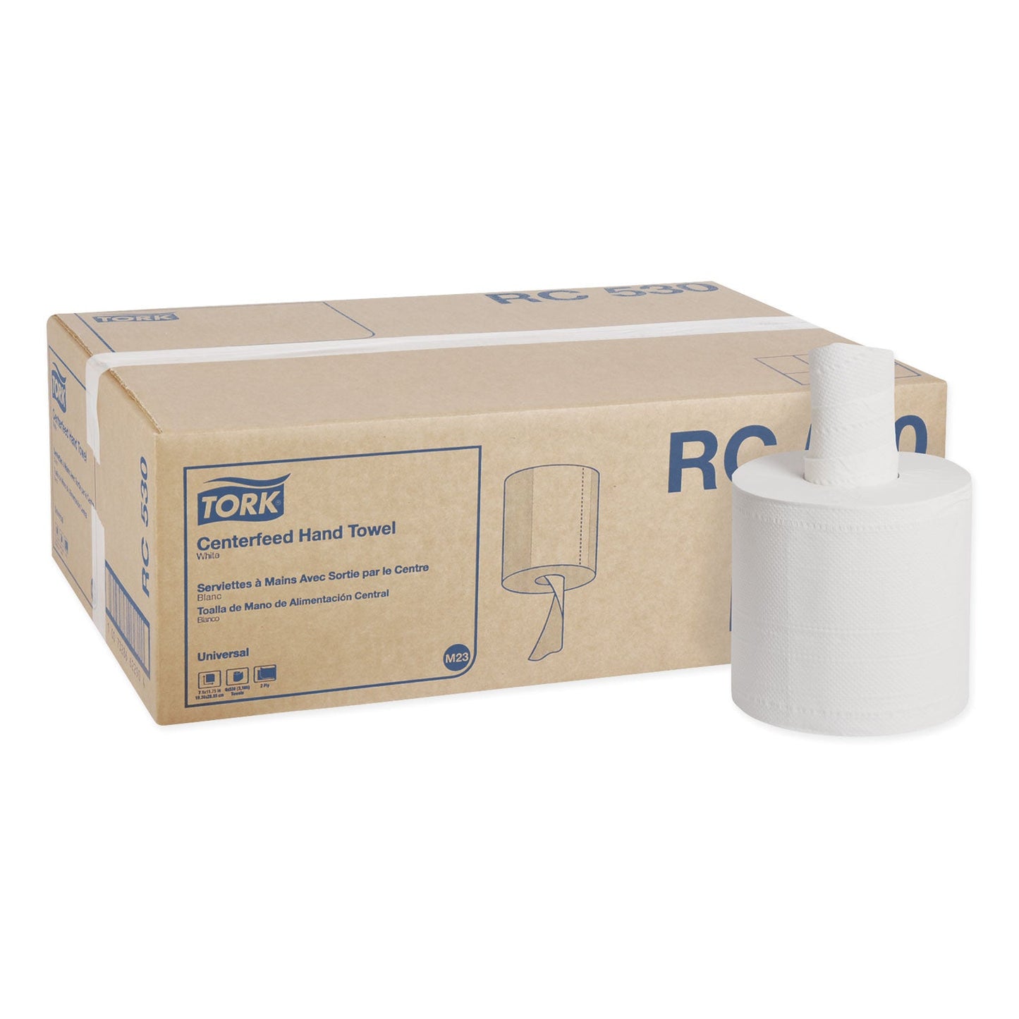 TRKRC530 Centerfeed Hand Towel, 2-Ply, 7.6 X 11.75, White, 530/roll, 6 Roll/carton Tork