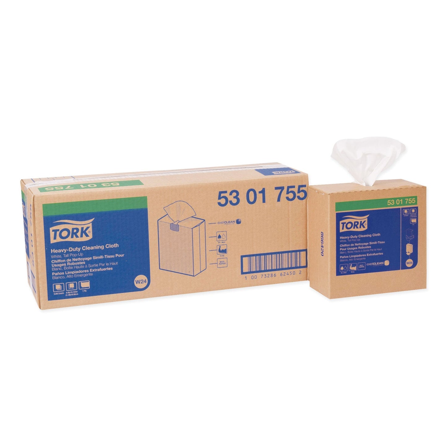 TRK5301755 Heavy-Duty Cleaning Cloth, 8.46 X 16.13, White, 80/box, 5 Boxes/carton Tork
