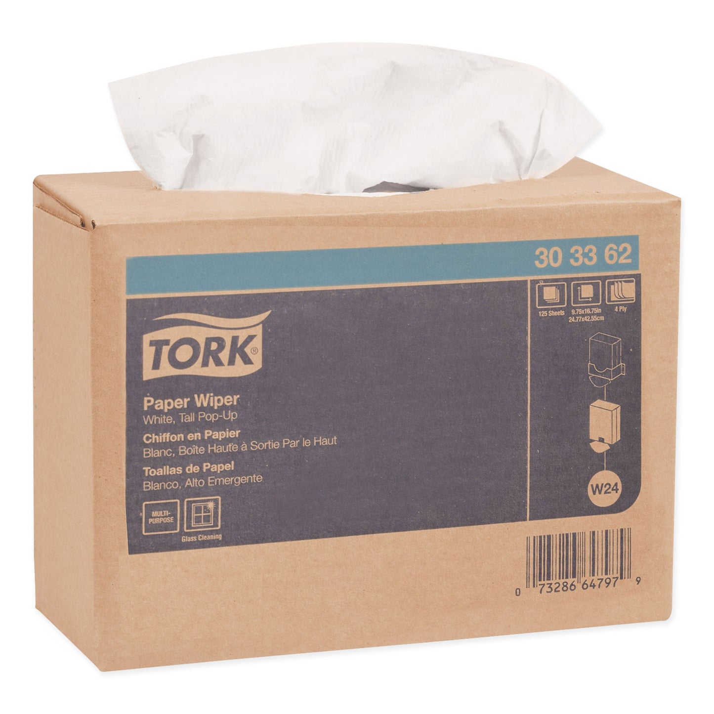 TRK303362 Multipurpose Paper Wiper, 4-Ply, 9.75 x 16.75, White, 125/Box, 8 Boxes/Carton