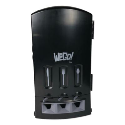 WEG56102200 Trio Utensil Dispenser, Holds 100 Forks/100 Knives/100 Spoons, 13.39 x 15.75 x 23.62, Black TEAM THREE GROUP