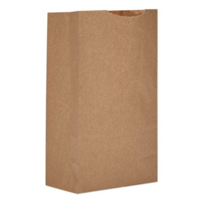 BAGGK3500 Grocery Paper Bags, 3# Size, 30# Basis Weight, 4.74" x 2.91" x 8.66", Kraft, 500/Bundle ROSS & WALLACE PAPER PRODUCTS, INC.