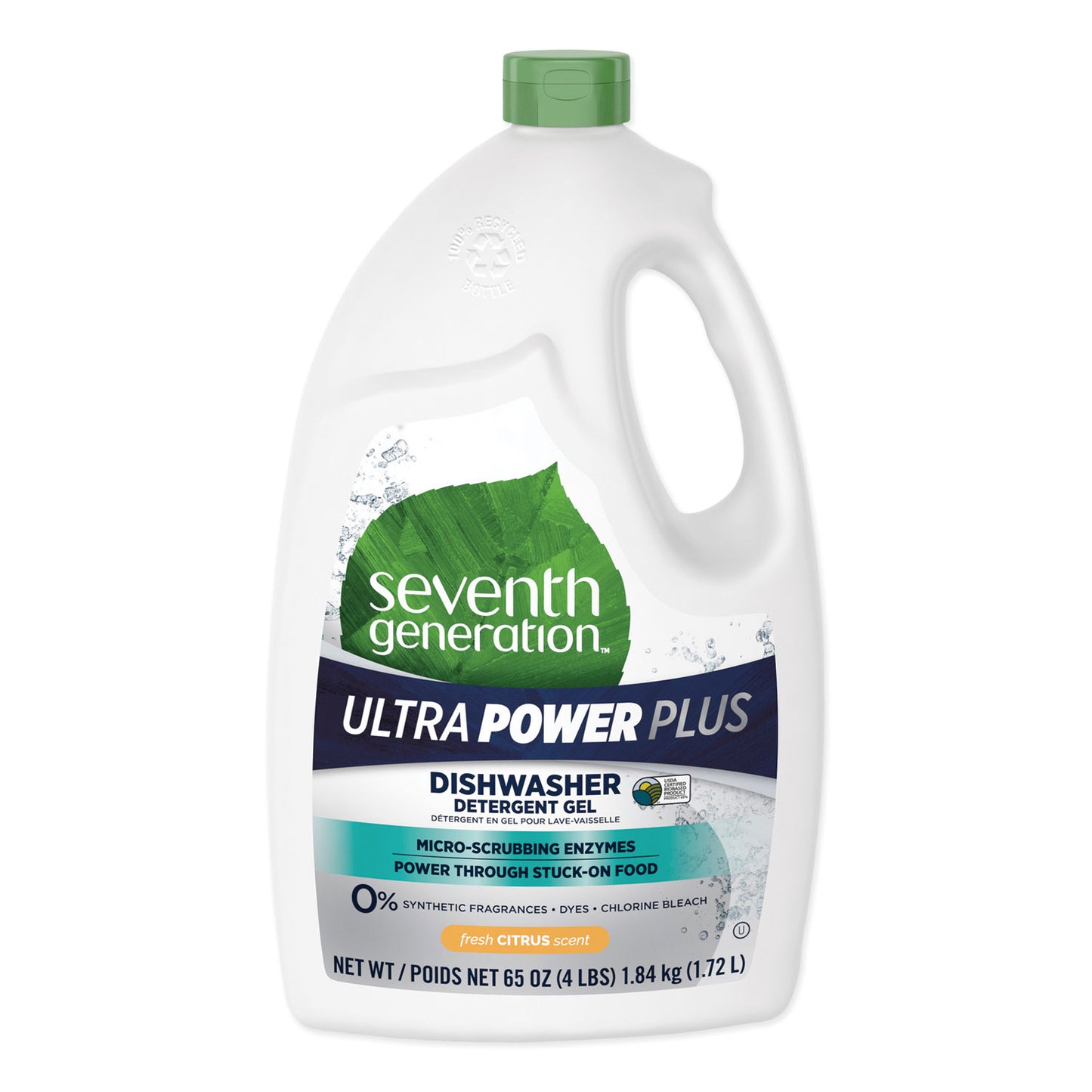 SEV22929CT Natural Auto Dishwasher Gel, Ultra Power Plus, Fresh Citrus, 65 oz Bottle, 6/Carton