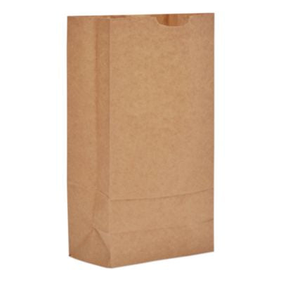 BAGGX10500 Grocery Paper Bags, 10# Size, Extra-Heavy-Duty, 60# Basis Weight, 7" x 4.38" x 13.75", Kraft, 500/Bundle ROSS & WALLACE PAPER PRODUCTS, INC.