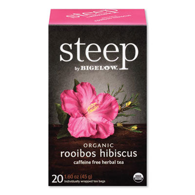 BTCRCB17713 Steep Tea, Rooibos Hibiscus Herbal Tea, 0.08 Oz Tea Bag, 20/box BIGELOW TEA CO.
