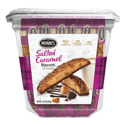 NONNSD97670 Biscotti, Salted Caramel, 0.85 Oz Individually Wrapped, 25/pack NONNI'S