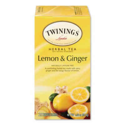 TWG85145 Tea Bags, Lemon And Ginger, 1.32 Oz Tea Bag, 25 Tea Bags/box TWININGS NORTH AMERICA INC
