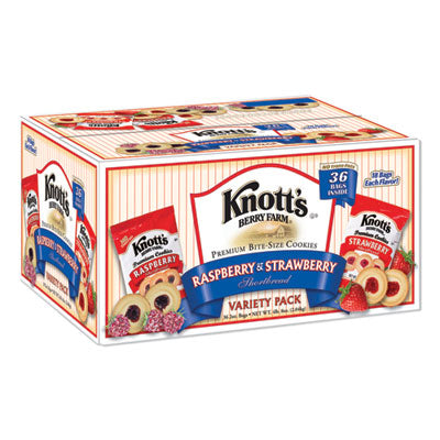 KNOBIS59638 Premium Berry Jam Shortbread Cookies, Raspberry And Strawberry Variety, 2 Oz Pack, 36 Packs/carton