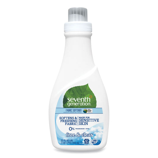SEV22833 Natural Liquid Fabric Softener, Free And Clear, 42 Loads, 32 Oz Bottle, 6/carton