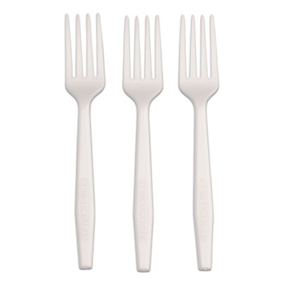 RPPL1801W CPLA Cutlery, Heavyweight Fork, Plastic, White, 1,000/Carton