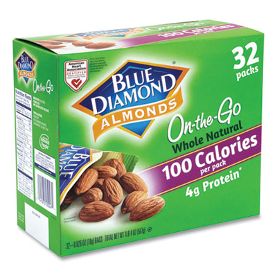 GRR22000512 Whole Natural Almonds On-the-Go, 0.63 oz Pouch, 32 Pouches/Carton