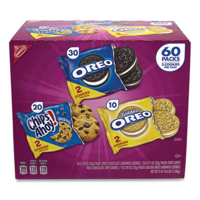 GRR22000729 Cookie Variety Pack, Assorted Flavors, 0.77 oz Pack, 60 Packs/Carton