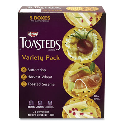 GRR90000116 Toasteds Party Pack Cracker Assortment, 8 oz Box, 5 Assorted Boxes/Carton