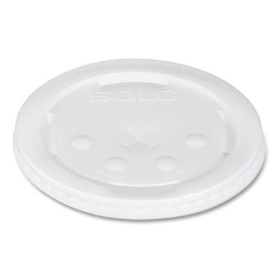 SCCL28BNR Polystyrene Plastic Flat Straw-Slot Cold Cup Lids, Fits 28 oz Cold Cups, Translucent, 960/Carton
