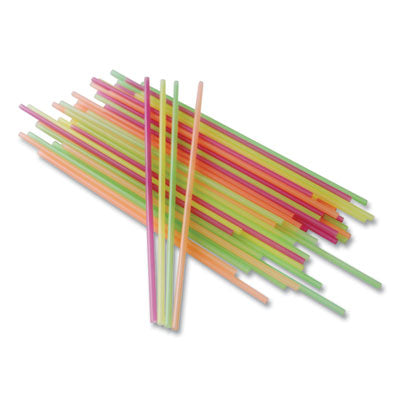 BSQ1241202 Neon Sip Sticks, 5.5" Polypropylene, Assorted Colors, 1,000/Pack