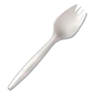 BSQ1015000 Mediumweight Polypropylene Cutlery, Spork, Plastic, White, 1,000/Carton