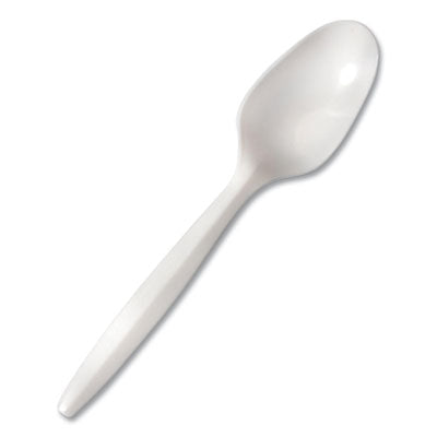 BSQ1013000 Mediumweight Polypropylene Cutlery, Spoon, Plastic, White, 1,000/Carton