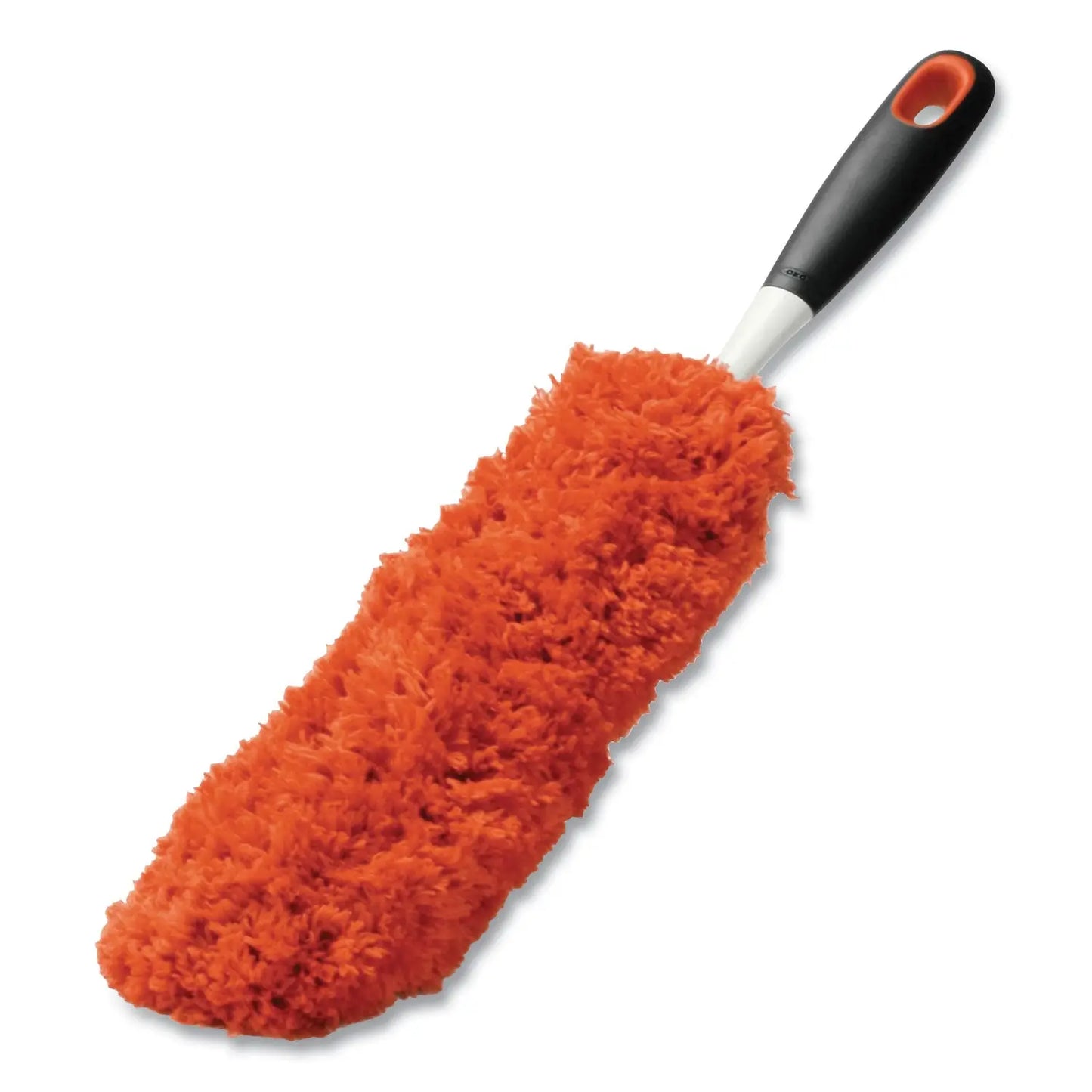 OXO1335180 Good Grips Microfiber Duster, 4" X 12" Orange Duster Head, 6" Black Handle OXO