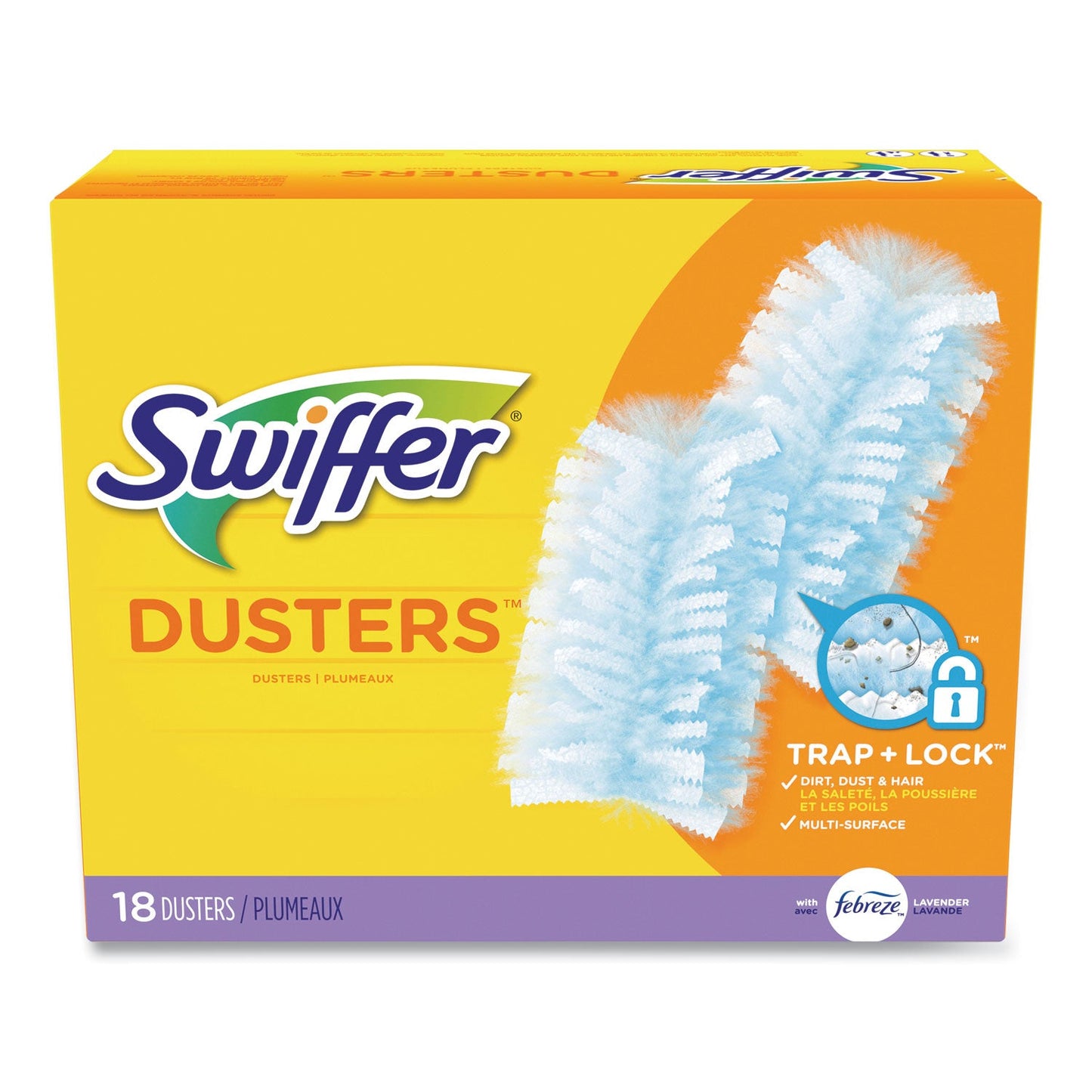 PGC99037 Dusters Refill, Dust Lock Fiber, Lavender Scent, Light Blue, 18/box Swiffer