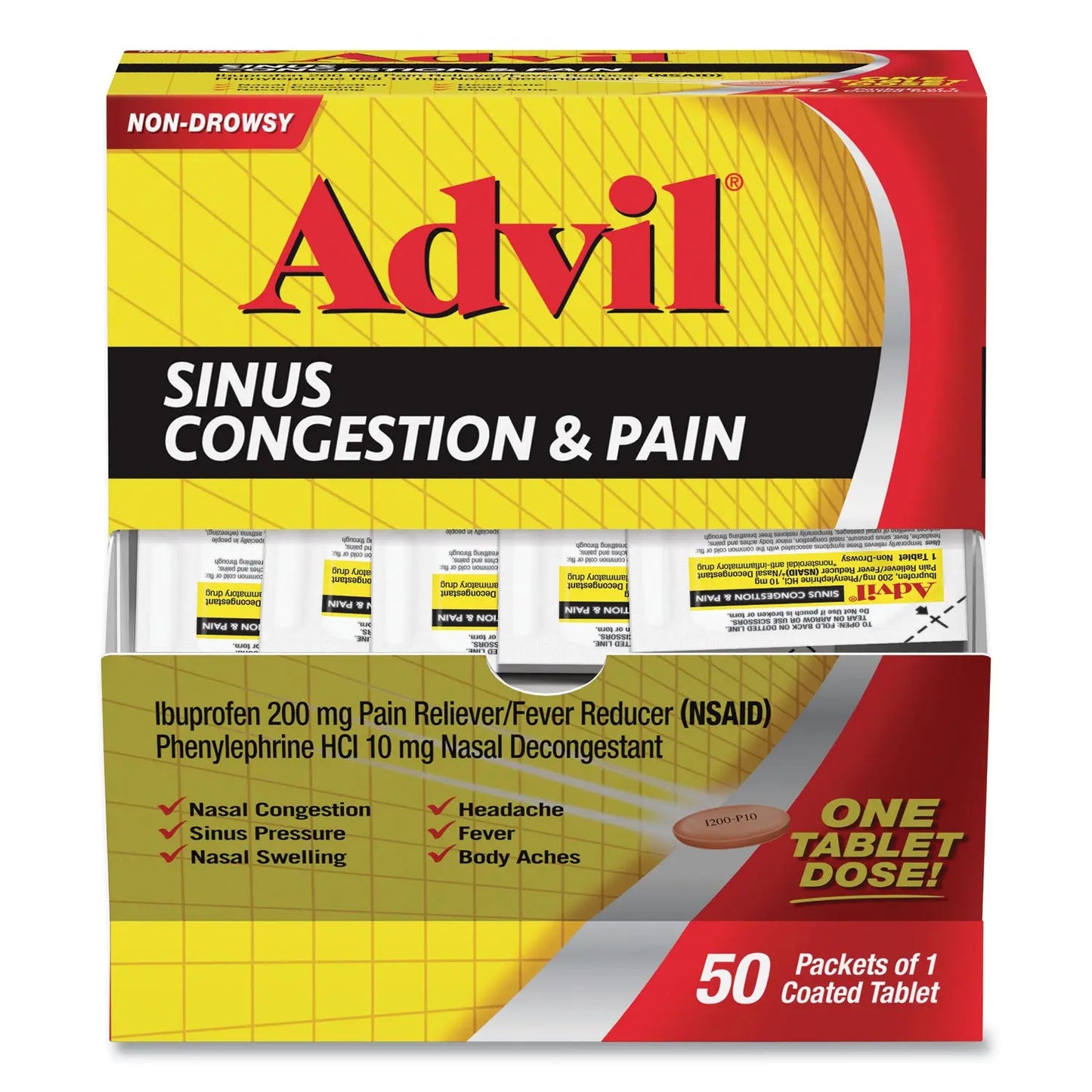 PFYBXAVSCP50BX Sinus Congestion And Pain Relief, 50/box Advil