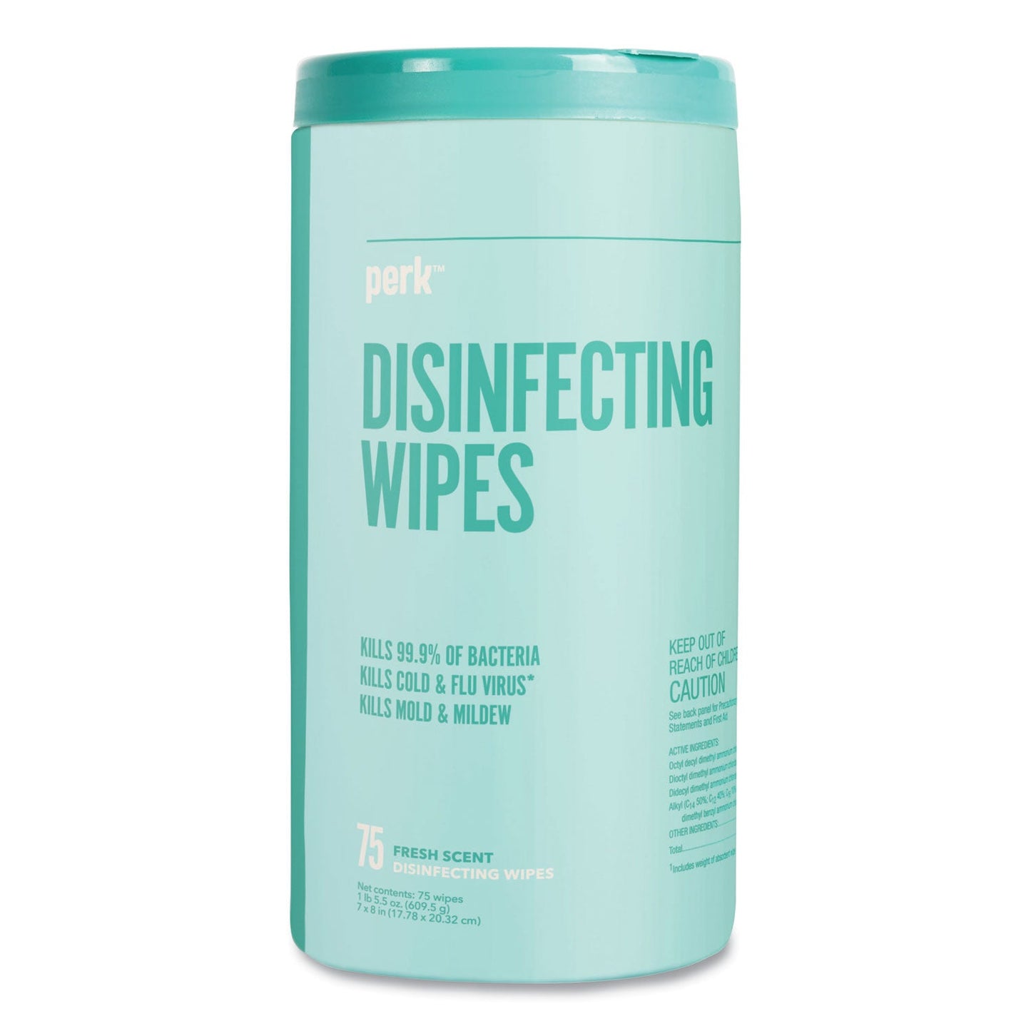 PRK24411130 Disinfecting Wipes, 7 x 8, Fresh, White, 75 Wipes/Canister Perk