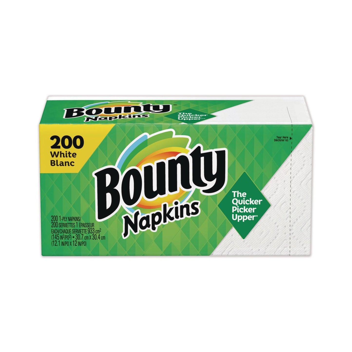 PGC96595CT Quilted Napkins, 1-Ply, 12.1 x 12, White, 200/Pack, 8 Packs/Carton Bounty