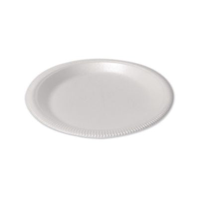 PST12040 Foam Dinnerware, Plate, 9" dia, Poly Bag, White, 125/Sleeve, 4 Sleeves/Pack