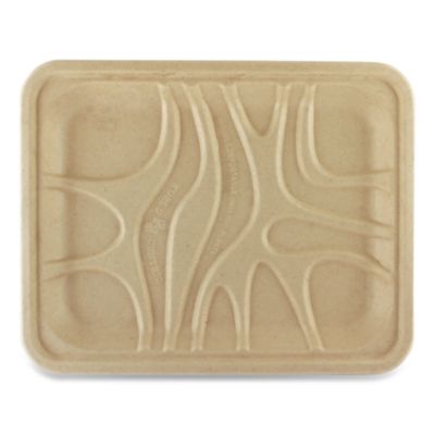 WORTRSC4SLLF Laminated Fiber Meat and Produce Trays, PLA Lined, PFAS Free, 9.1 x 7.1 x 0.7, Natural, Paper, 500/Carton WORLD CENTRIC