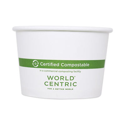WORBOPA32 Paper Bowls, 32 oz, 4.4" Diameter x 5.8" h, White, 500/Carton WORLD CENTRIC