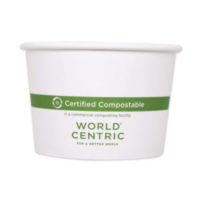 WORBOPA8 Paper Bowls, 8 oz, 3.5" Diameter x 2.3" h, White, 1,000/Carton WORLD CENTRIC