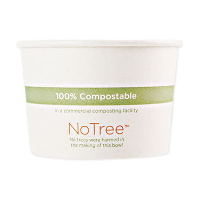 WORBOSU16 No Tree Paper Bowls, 16 oz, 4.4" Diameter x 3" h, Natural, Sugarcane, 500/Carton