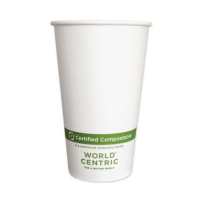 WORCUPA16 Paper Hot Cups, 16 Oz, White, 1,000/carton WORLD CENTRIC