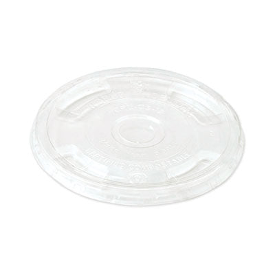 WORCPLCS12 PLA Clear Cold Cup Lids, Flat Lid, Fits 9 oz to 24 oz Cold Cups, Plastic, Clear, 1,000/Carton WORLD CENTRIC
