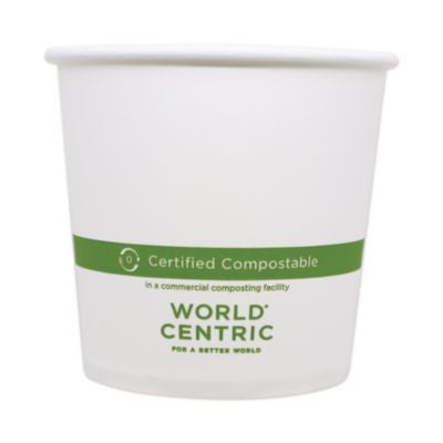WORBOPA24 Paper Bowls, 24 oz, 4.4" Diameter x 4.4" h, White, 500/Carton WORLD CENTRIC