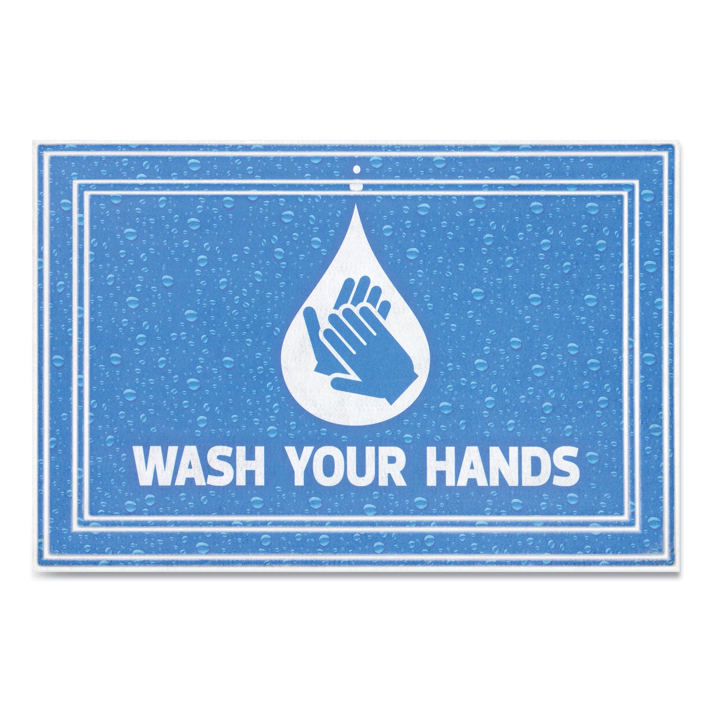 APH3984528822X3 Social Distancing Message Mats, White Printed Message: Wash Hands, 36" x 24", Blue Surface