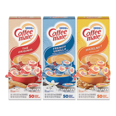 NES46193CT Liquid Coffee Creamer, Assorted Flavors, 0.38 oz Mini Cups, 150/Carton